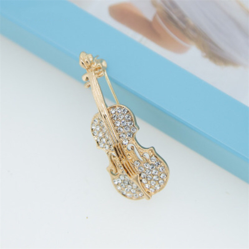 Mode vioolbroche voor dames kleding accessoires sieraden strass Rhinestone glanzende broche muziekstijl