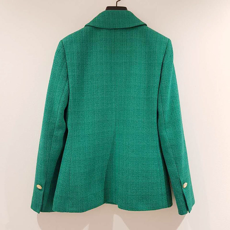 Costumes pour femmes Blazers automne hiver nouvelle mode solide Tweed bureau dame vert Blazer printemps décontracté quotidien femme CoatY076