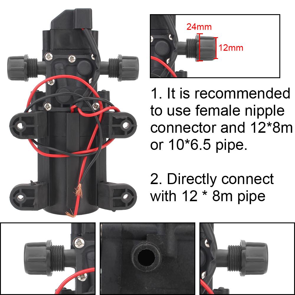 Tillbehör Multifunktion Automatisk Switch Micro Membran Vattenpump Electral Self Priming Pump 130psi 6l/min DC 12V 70W Högtryck