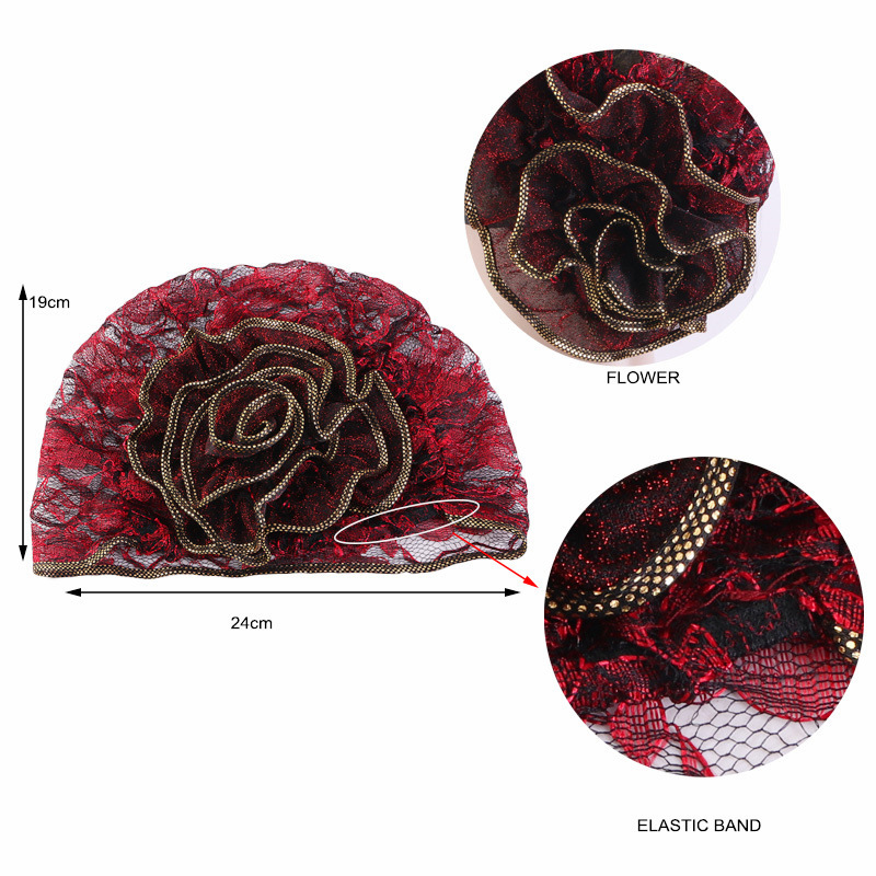 Nova Flor Big Flower Subscarf Mulheres Muçulmana Mesh Mesh Turbano Muçulmano Interior Hijab Beanies BONNET HAT NINJA CABEÇA CAPA CAPA DE CAPA DE CAP