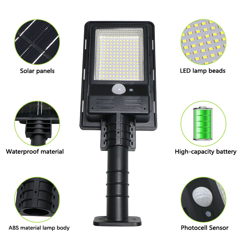 Umlight1688 High Quality Power Outdoor IP65 1000 Lumen SMD 168 LEDs integrerade solar gatubelysning Rörelsesensor Solar Lampor