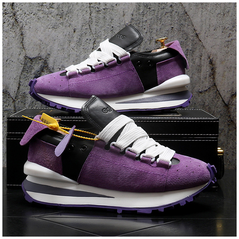 Mens Fashion Sneakers Heighten shoes Cattle Reverse Wool Male Splicing Casual Walking Footwear