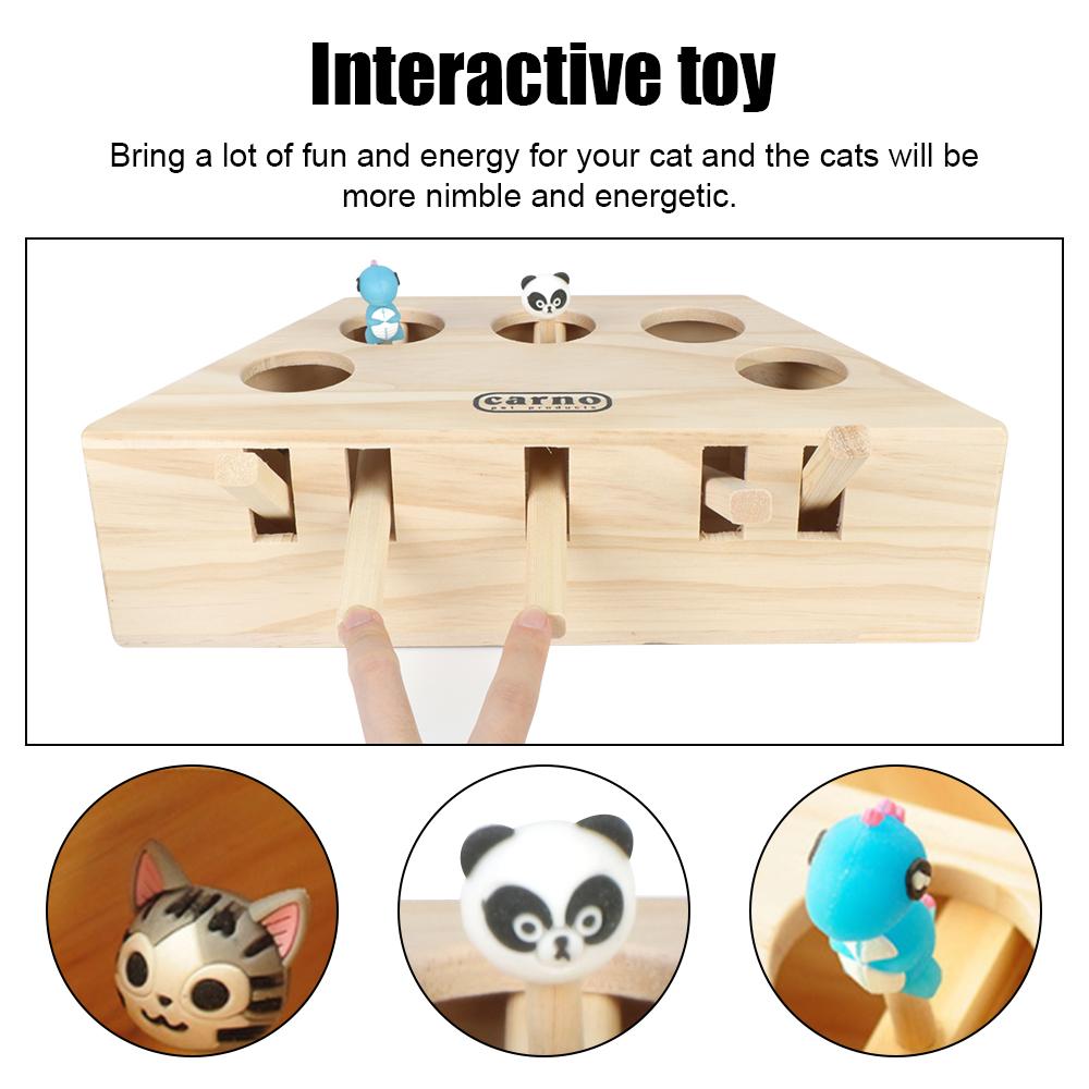 Toys Pet Hit Hamster Catch Bite med 3/5holed mushål Träkatt Hunt Toy Cat Catching Mouse Interactive Puzzle Toys