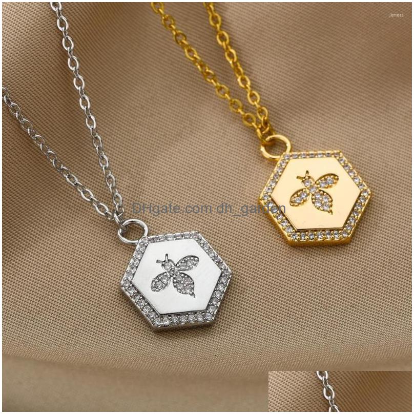 chains animal spider bee butterfly necklaces for women men harajuku stainless steel neck chain zircon geometry pendant necklace
