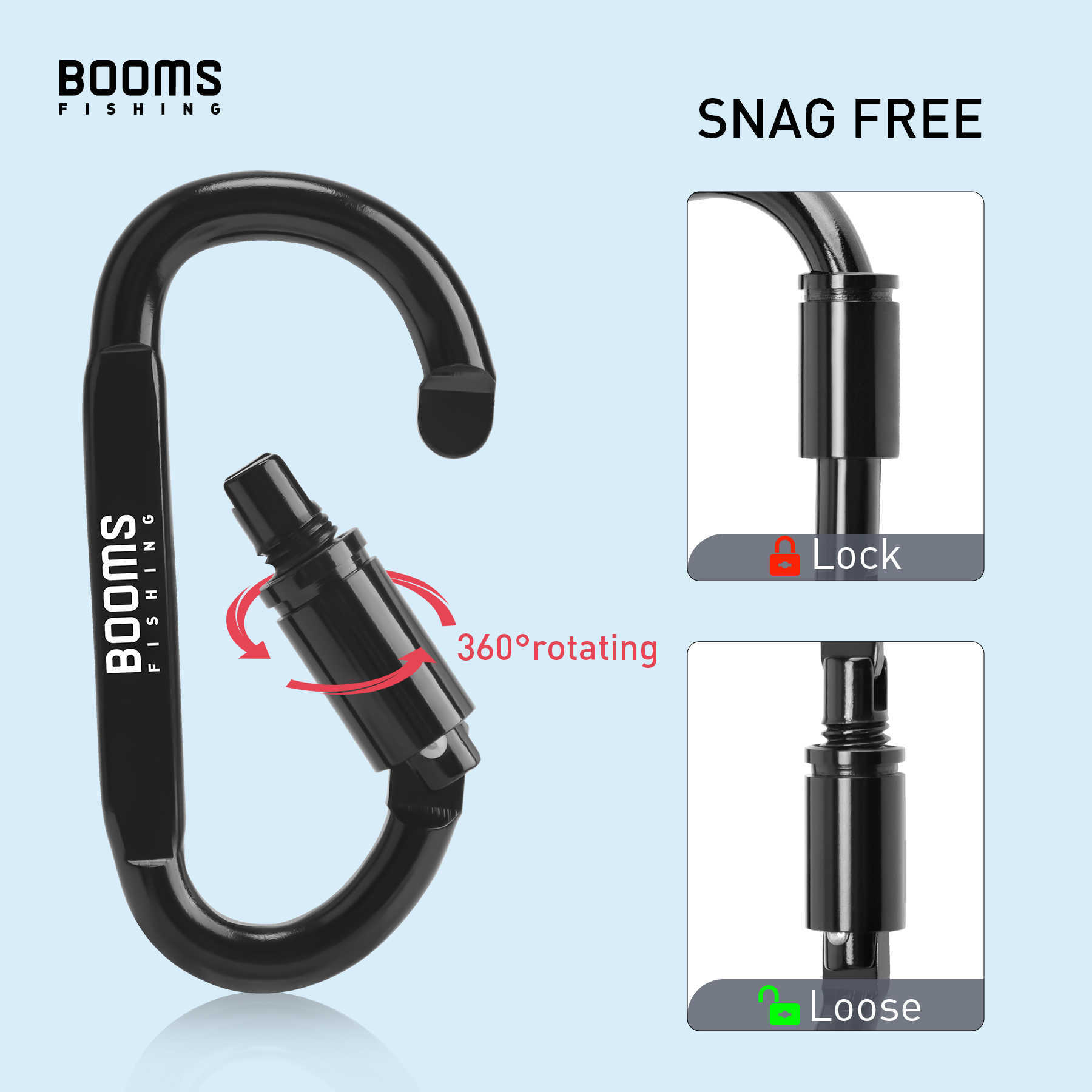 Carabiners Booms Fishing 1/Survival D-ring Carabiner Clip Screw Lock Travel Hook Aluminum Aalloy Buckle Karabiner Camping Equipment P230420