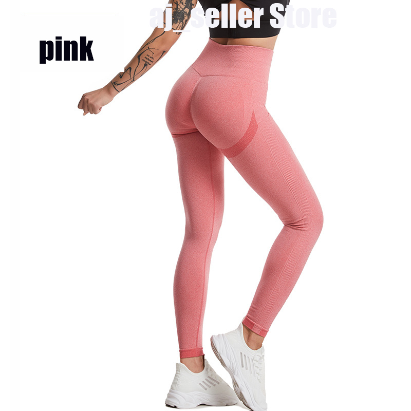 Yoga pants European and American spot Amazon cross -border high -waisted hip -in -faced knit and wrinkled peach tight peach sports fitness yoga pants