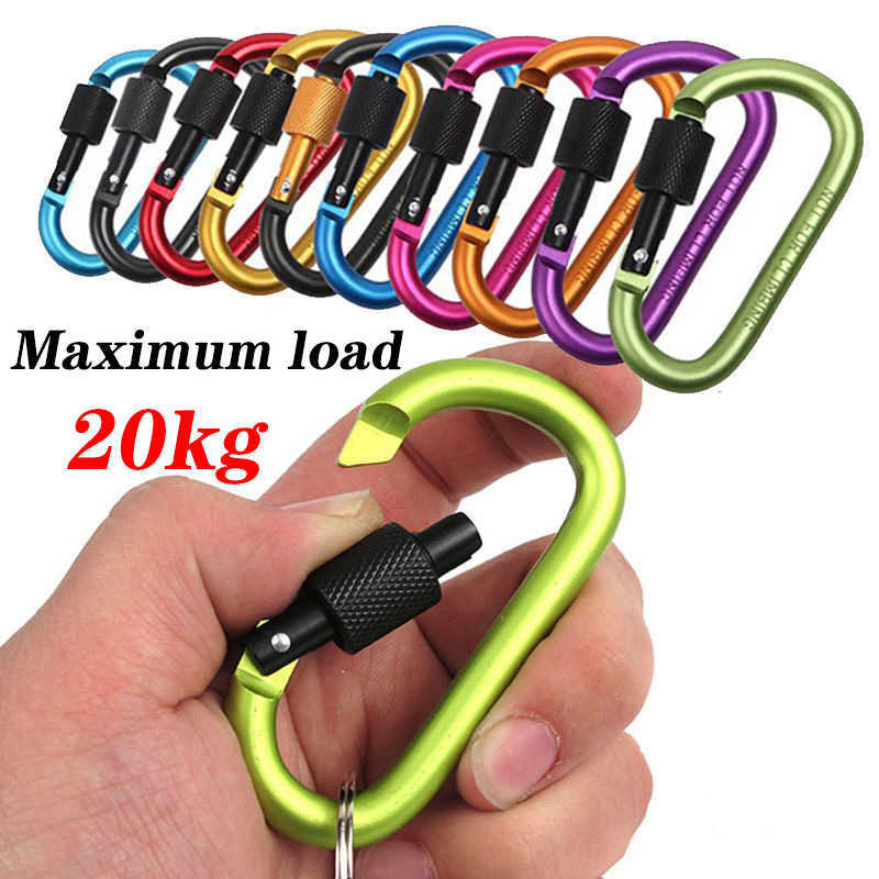 CARABINERS 새로운 뜨거운 실용적 10 색 D 모양의 알루미늄 합금 카라비네 고리 키 체인 등반 장비 Karabiner Mosqueton P230420