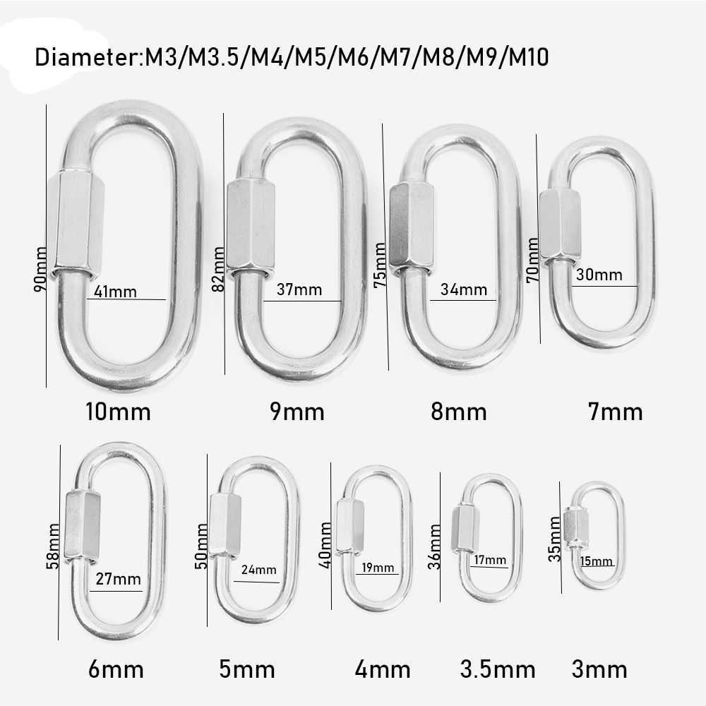 Karabiner Schnellglieder Sicherheitskarabiner mit Schraubverschluss Edelstahl Outdoor Camping Wandern Schlüsselbund Karabinerhaken Haken Wasserkocher Schnalle Kette P230420