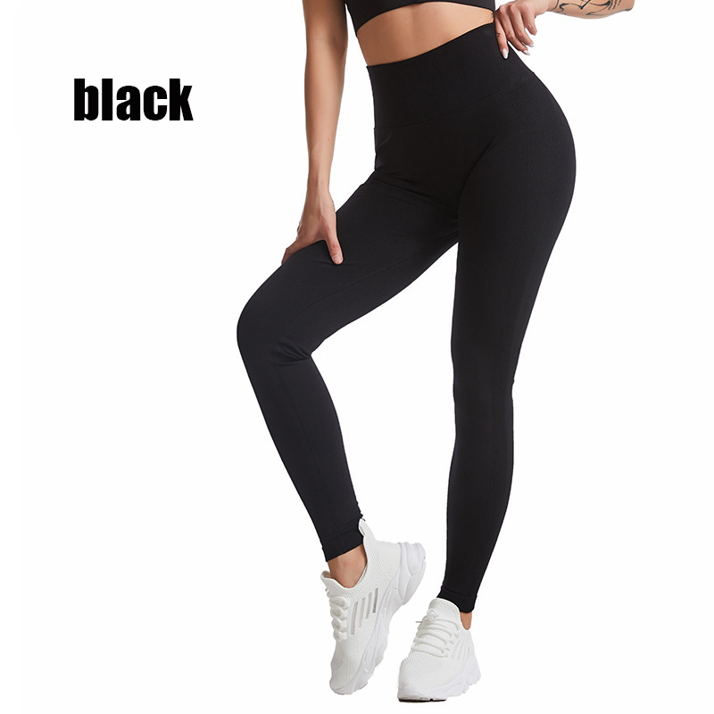 Yoga pants European and American spot Amazon cross -border high -waisted hip -in -faced knit and wrinkled peach tight peach sports fitness yoga pants