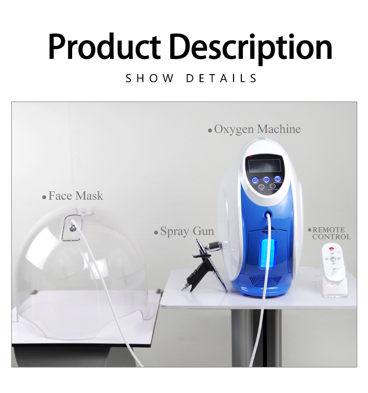 2 In 1 Korea O2toDerm Oxygen Jet Therapy High-concentrated Oxygen Spray Dome Mask Hyperbaric Skin Soothing Rejuvenation Whitening Anti-aging Oxygen Facial Machine