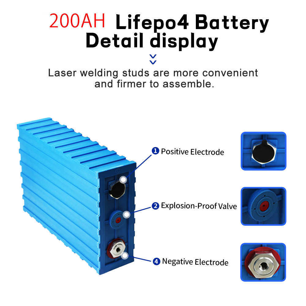 Heißer Verkauf Lifepo4 200Ah Wiederaufladbare Lithium-Eisenphosphat-Batterie 6000 Deep Cycle LFP-Golfmobil-Batterien für EV-RV-Bootscamper