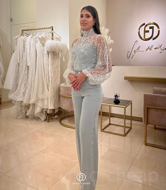 2023 april ASO EBI LACE JUMPSUITS PROM DRESS Pärled Satin Evening Formal Party Second Reception Födelsedagsengagemang Klänningar klädrock de Soiree ZJ672