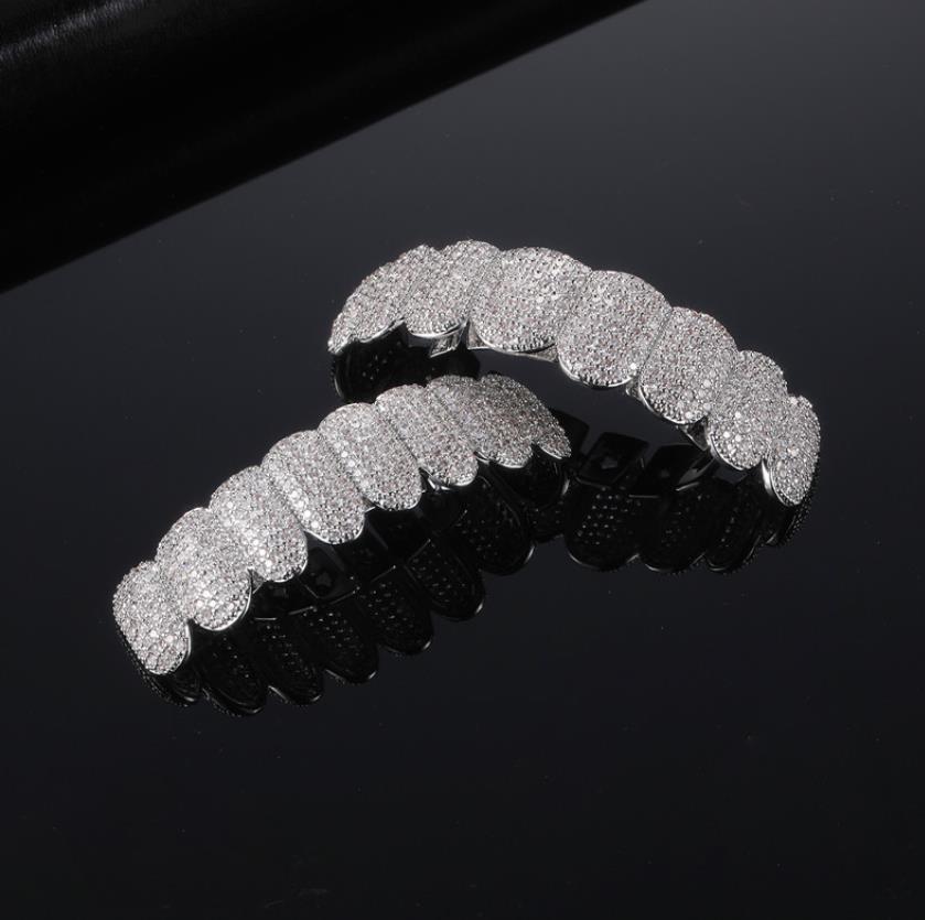 Exklusive individuelle Anpassung, Moissanit-Zähne, Grillz Iced Out Hop Sier, dekorative Zahnspangen, echte Diamanten, Bling-Zahngrills für Männer und Frauen, die Formen benötigen