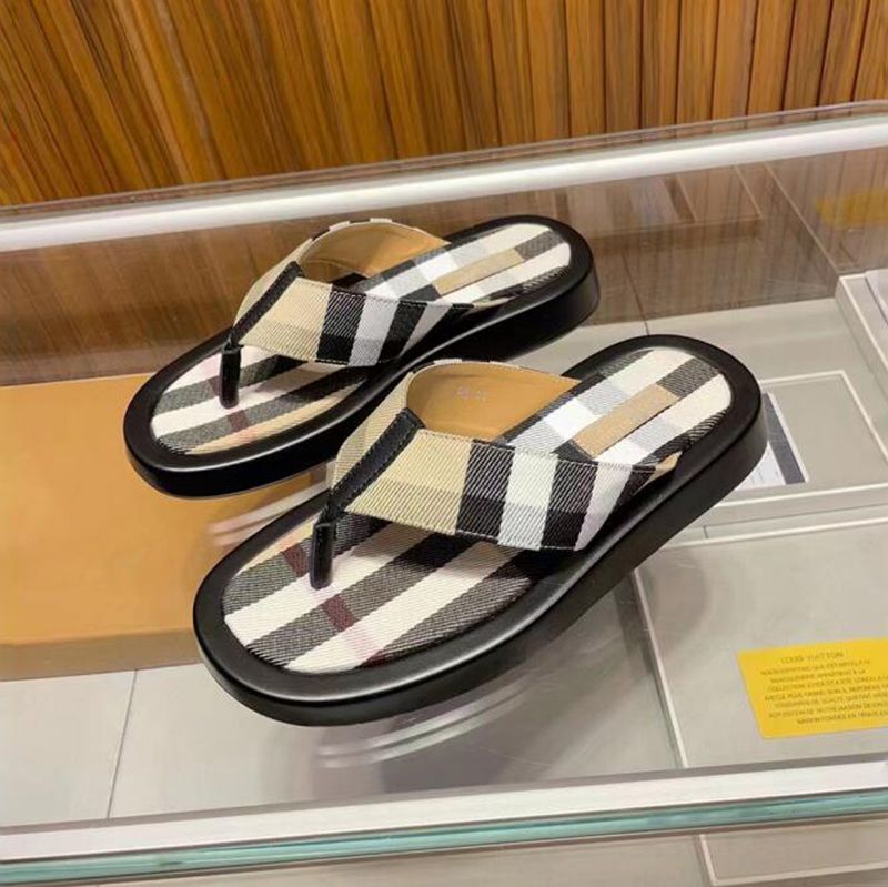 Mode män avslappnad vintage tofflor sandaler berömda loub flip flat cans canvas randig dubbel ankel framrem slider trendiga plattformsreglage flip flops box eu 38-45