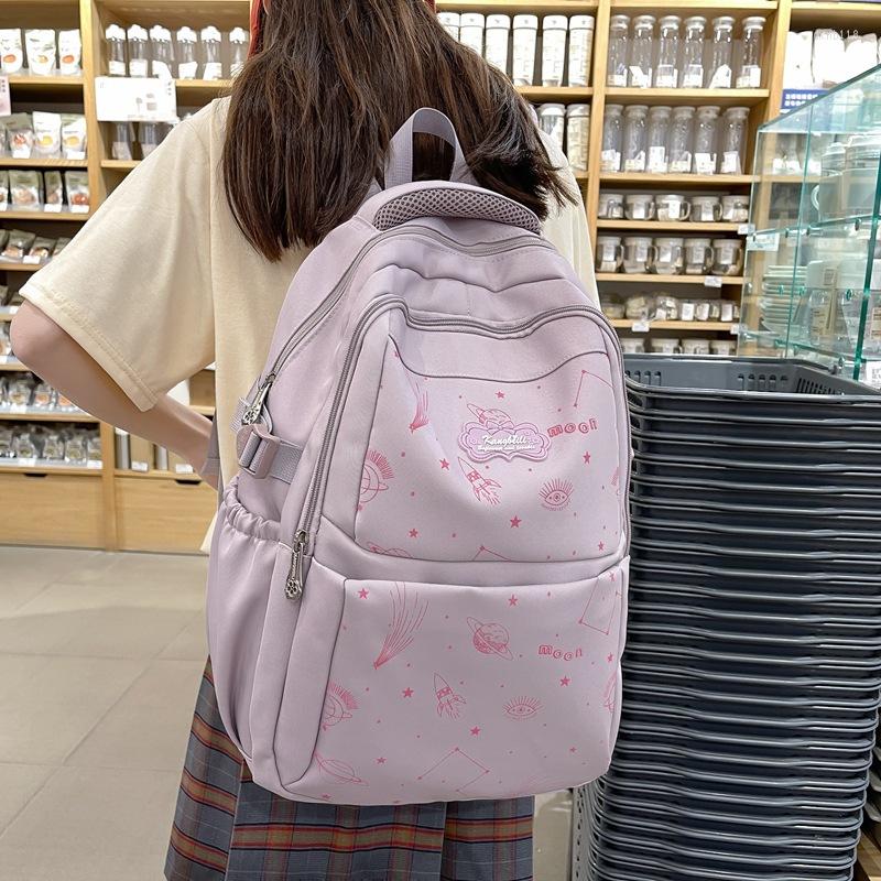 School Bags High-capacity Female Cartoon Print Book Bag Fashion Women Cute Leisure Girl Laptop Backpack Lady Travel College