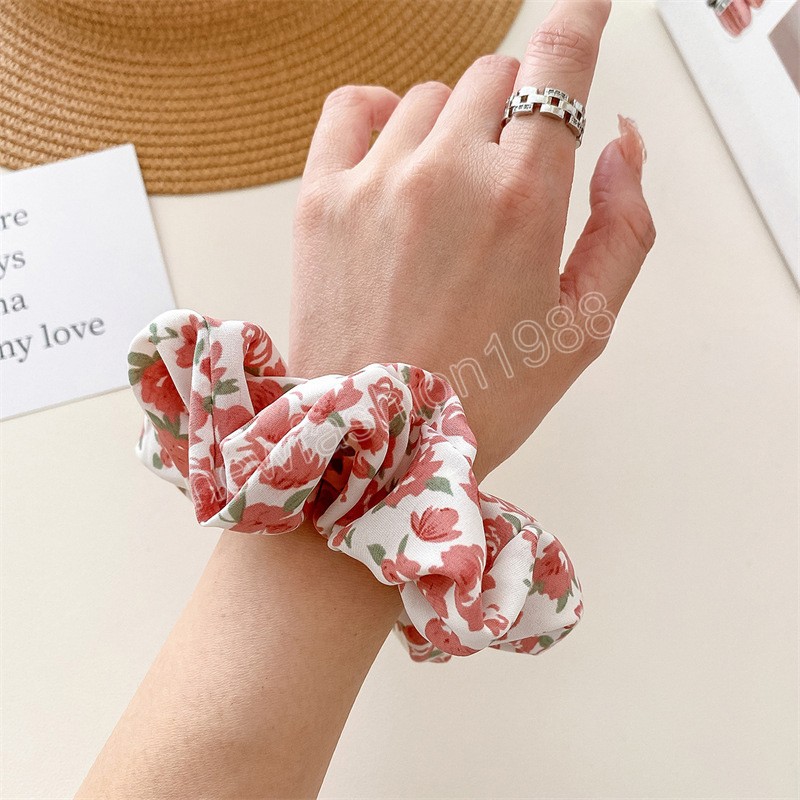 Zoete vrouwen bloemen haarbladen scrunchies tulpen roos bloem haar touw zomer paardenstaarthouder rubberen band haaraccessoires