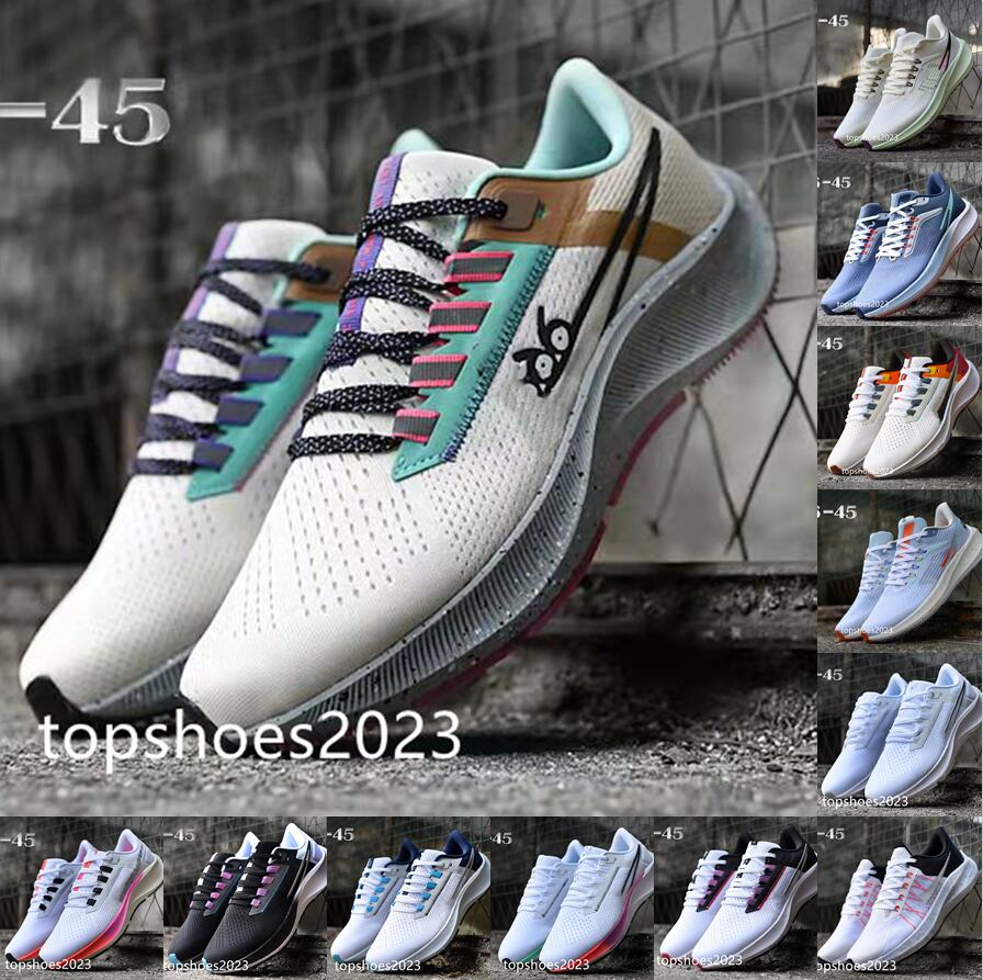 Air Zoom Pegasus 38 39 W8 Max Running Shoes Generation Sticked Mesh Fashion Womens Herr Metal Black and White Pink Green Brown Black Trainers Sport Runner Sneakers