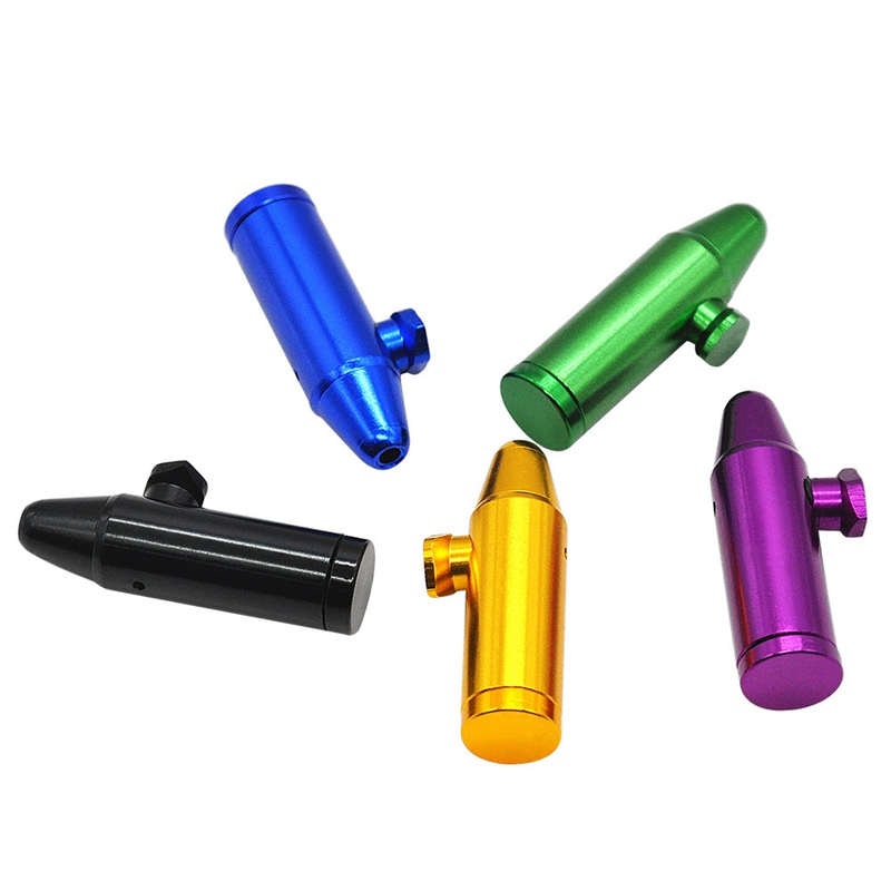 Bullet Shape Metal Snuff Snorter Sniffer Pipe Tobacco Pipes Cigarett Dispenser Mini Sniff Metal Tube Nasal Aluminium Bottle Bullet-Shaped Rocket DHL