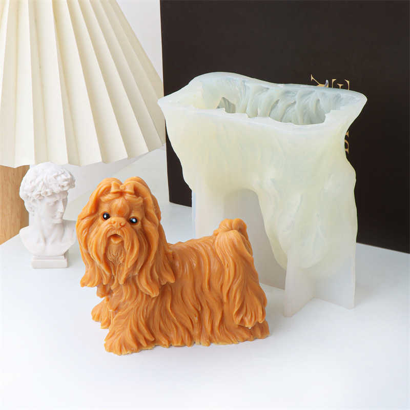 شمعة مرملة 3D Poodle Puppy Candle Mould Silicone Cute Dogs Cats Staped Soap Resin Plaster Ice Cube Mornder Making Home Home Decoration Gifts P230504