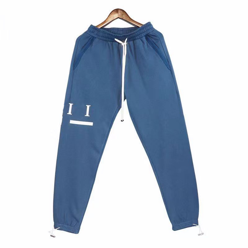 Lente zomer designer broek mannen broek sport sporten afdrukken elastische riem losse broek paar blauwe zak katoen veelzijdige merkcasual broek