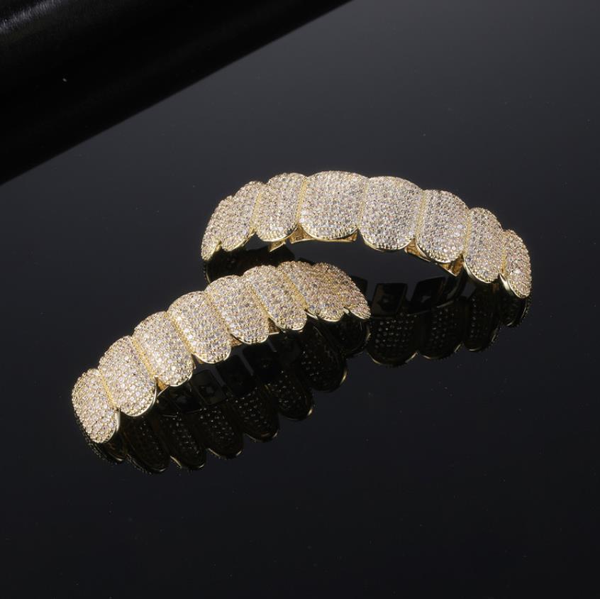 Teeth Grillz Iced Out Hip Hop Zircon Silver Decorative Braces Real Bling Tooth Grills For Men Women