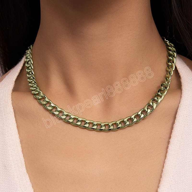 Collane girocollo a catena in metallo colorato alla moda gioielli da donna con collare a catena larga dichiarazione 2023 nuovo regalo