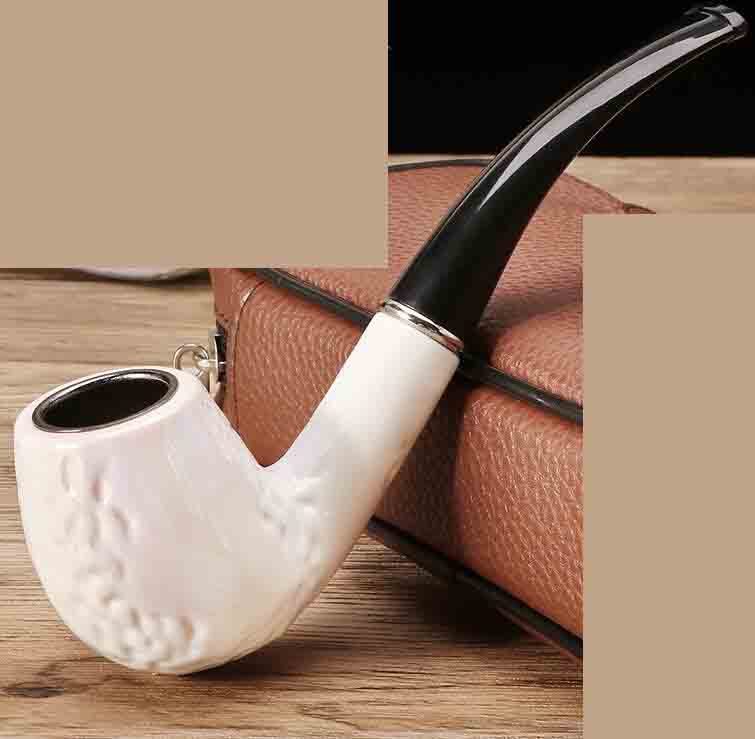 Nieuwste houten kleur acrylhars hand tabak sigaretten rookpijp filter wit patroon gereedschap accessoires 7 stijlen