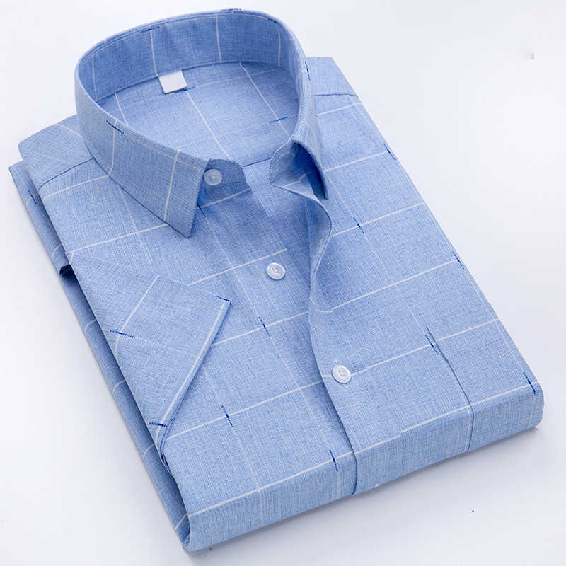 Herrenhemden Qualität Herren Kurzarm Freizeithemd Sommer weicher Button-Down-Kragen klassischer Stil männlicher Mann karierte Hemden P230427