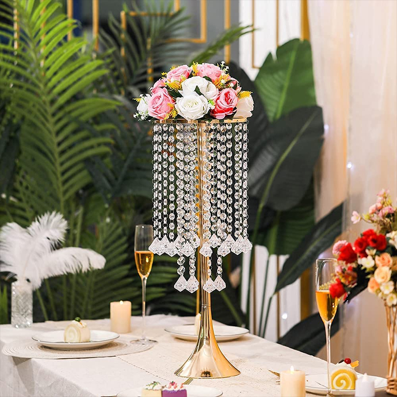 Kryształowy stojak na ślub środkowe elementy metalowe stojak na kwiat wazon kwiatowy na imprezę weselną wystrój domu