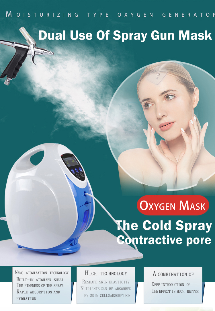 2 In 1 Korea O2toDerm Oxygen Jet Therapy High-concentrated Oxygen Spray Dome Mask Hyperbaric Skin Soothing Rejuvenation Whitening Anti-aging Oxygen Facial Machine