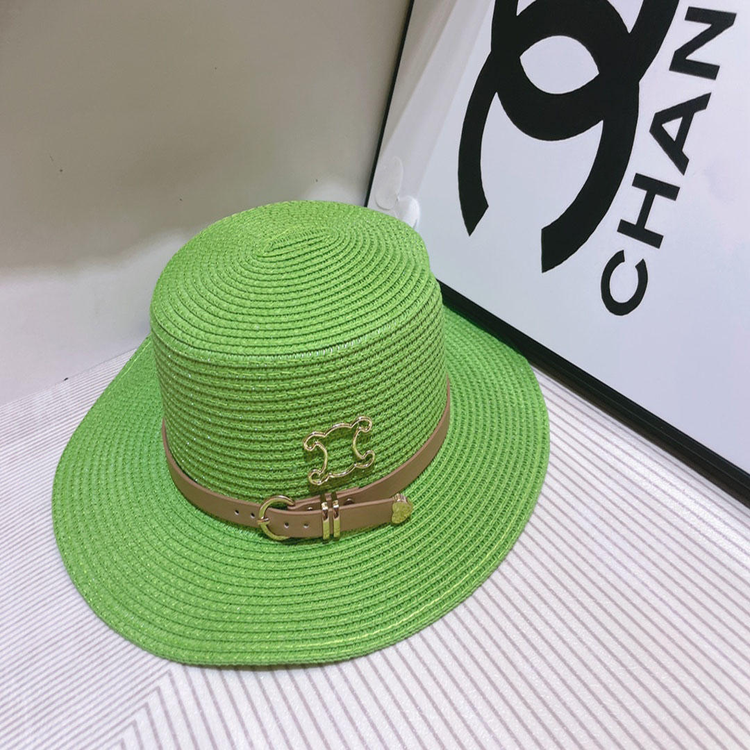 Chapeau seau de styliste couleur bonbon pour femmes, vacances, voyage, tissage de paille, Protection solaire et respirabilité, chapeaux à large bord