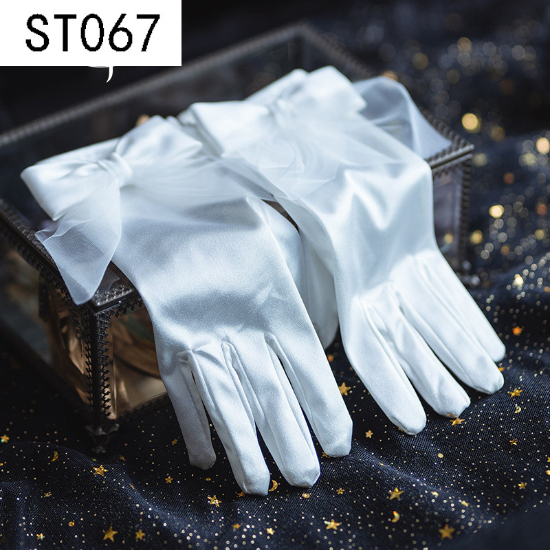 Gants de mariage de la mariée accessoires de robe de mariée en dentelle de perle de perle satin courts gants de mariée