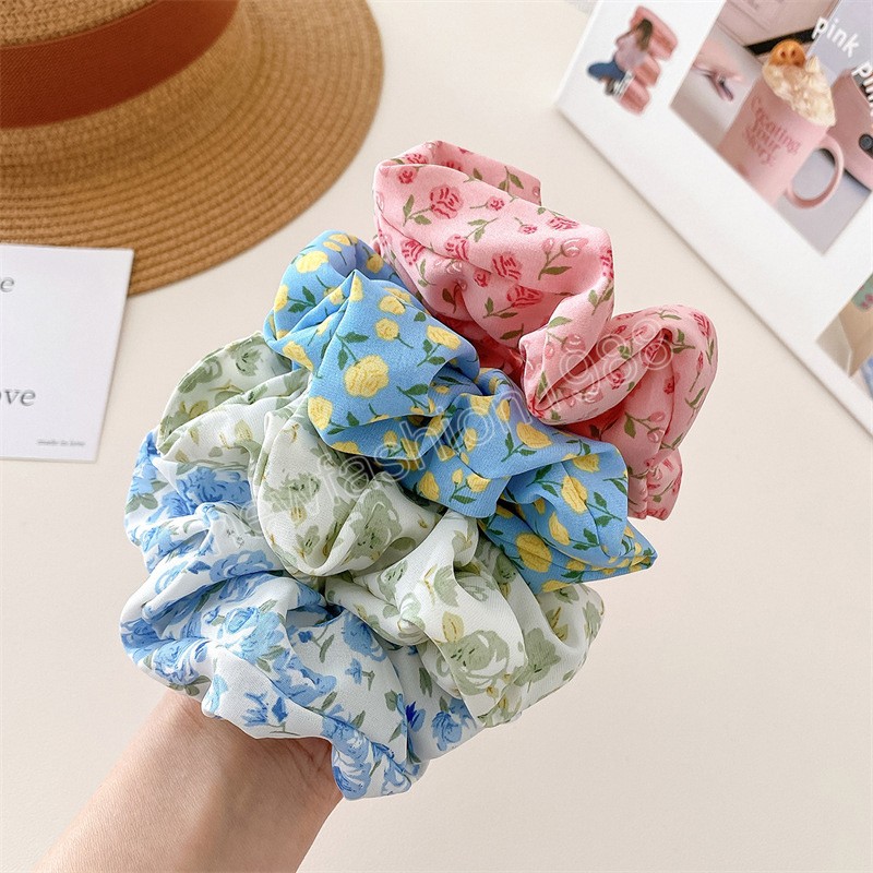 Zoete vrouwen bloemen haarbladen scrunchies tulpen roos bloem haar touw zomer paardenstaarthouder rubberen band haaraccessoires