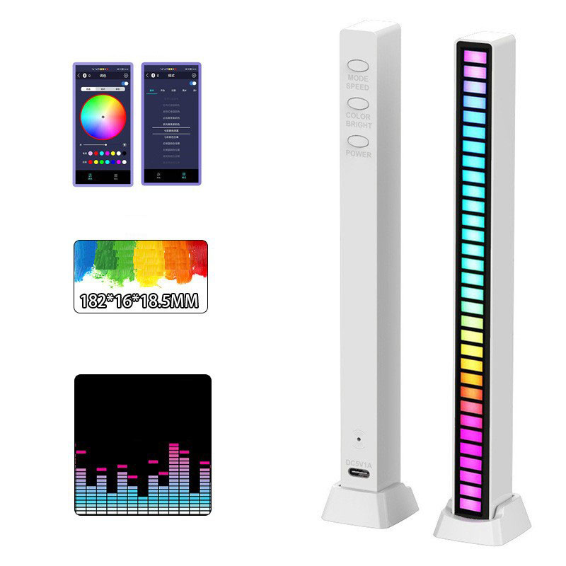 Night Lights 32led RGB Light Bar Voice Control Synchronous Led Music Rhythm Type-C USB Charge TV Game Backlight Car Desktop Ambient Lamp HZ0001