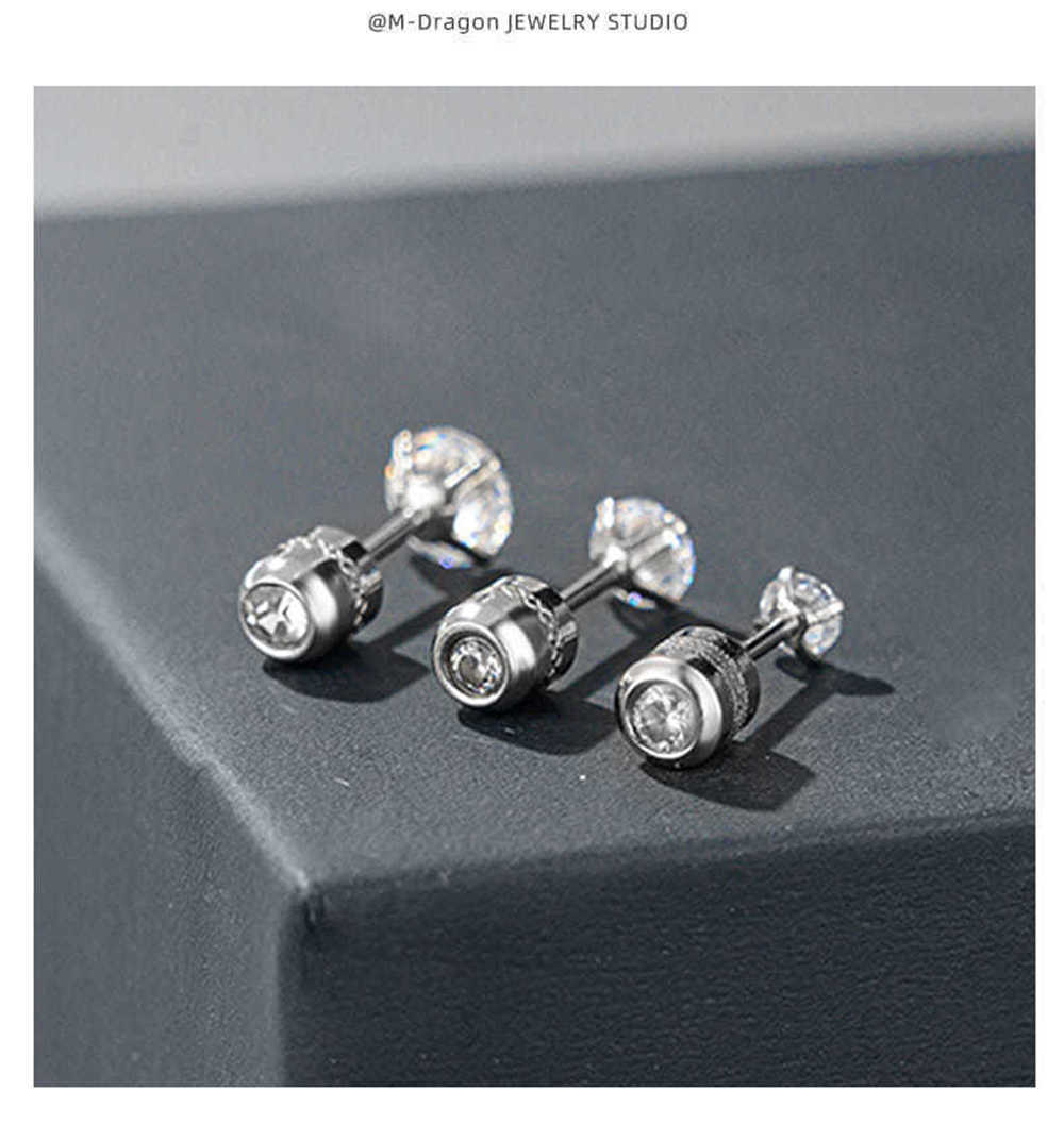 Stud 2023 Novo Fino Moissanite Men Pequenos brincos de aço inoxidável Brincos de moda para homens Piercous jóias perfuradas