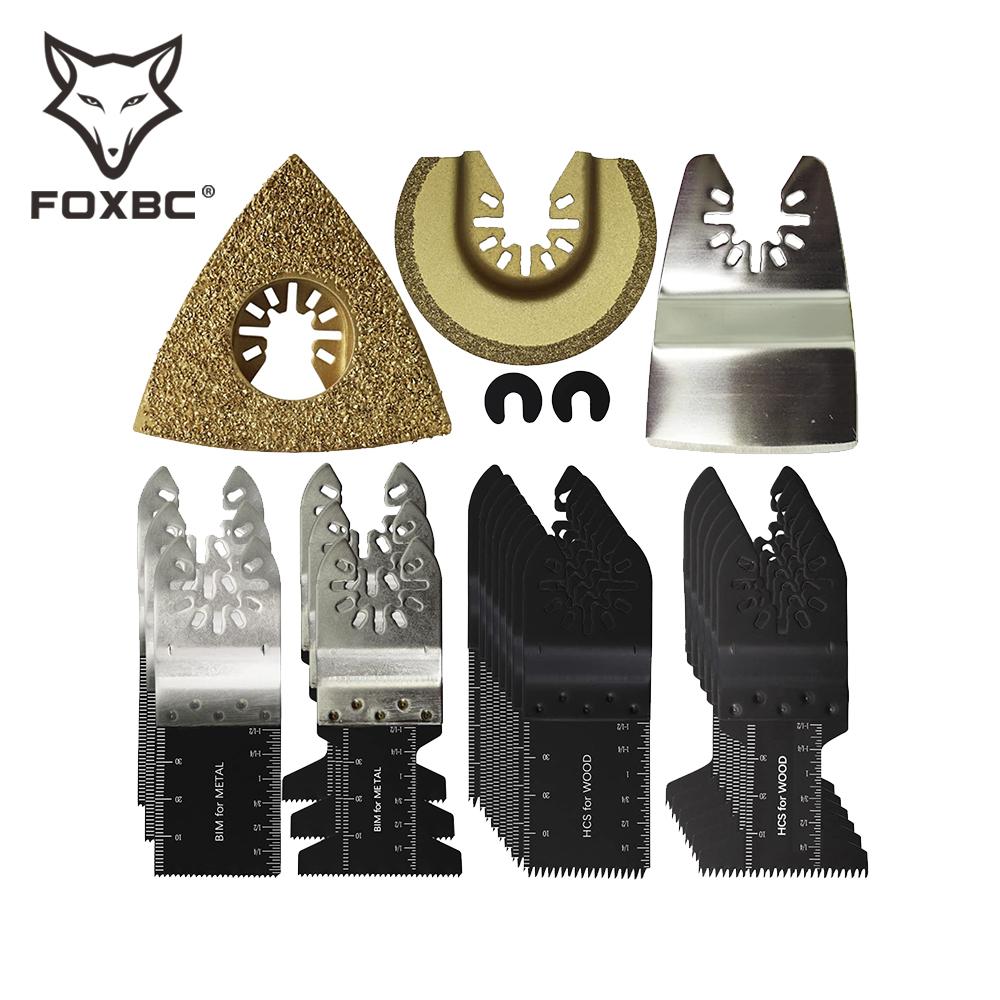 Zaagbladen FoxBC 23st Oscillating Multi Tool Saw Blades Quick Release Tool Kit för trämlast Mjuk metallskärning