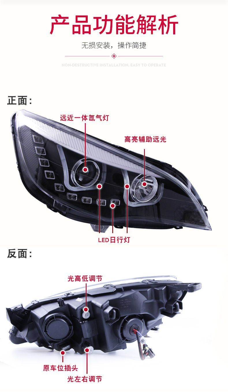 Faróis de carro para Buick Excelle XT 2009-2014 LED Luz de circulação diurna Lente dupla Xenon Signal Faróis de nevoeiro