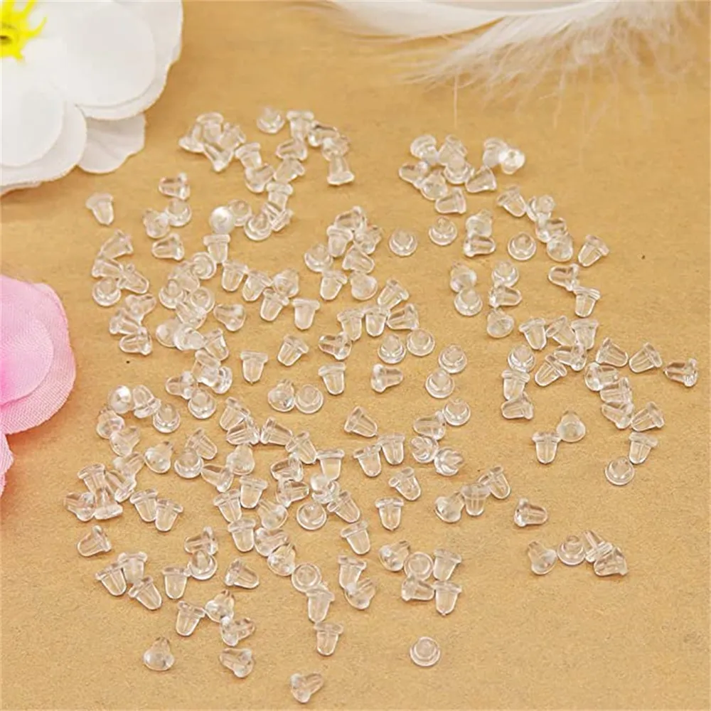 Factory Ear Care Supply 100/Pack Dos de boucles d'oreilles pour goujons Dos Coussinets de sécurité d'oreille transparents et souples Butées arrière Bouchon d'embrayage de balle Hameçon de remplacement