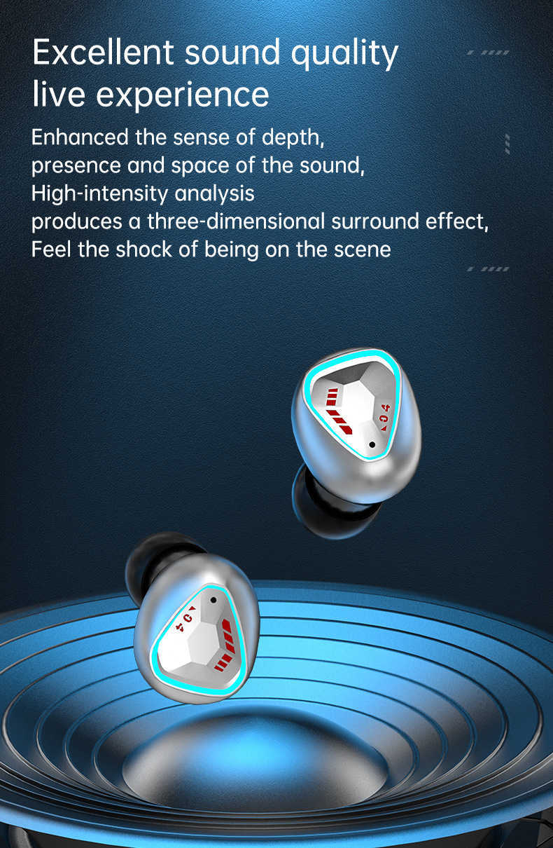 New M45 Wireless TWS Bluetooth Earphone Private Model Science Fiction Metal Space Module Two Ear Game Without Delay