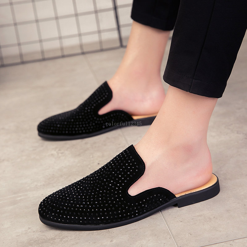 Summer Men Mules Casual Mens na pół przeciągnięcia mokwaki skórzany pantofel Oddychający poślizg na leniwych butach jazdy mężczyźni mokasyny