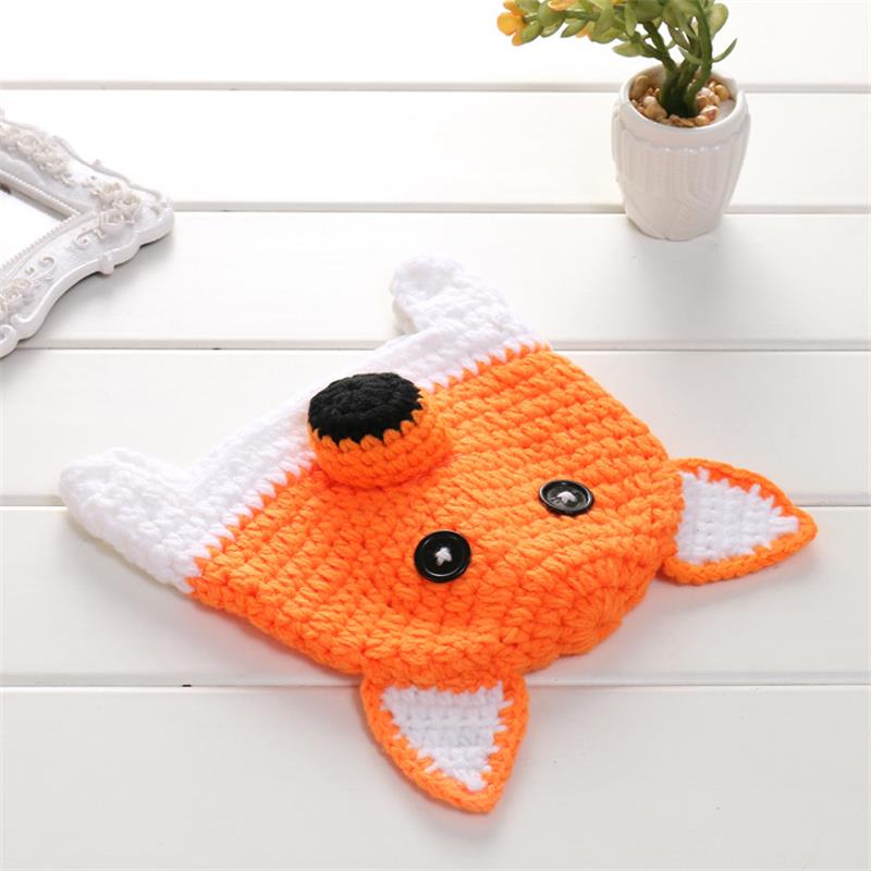 Newborn Photography Props Baby Fox Clothes Caps With Tails Infant Pictures Costumes Crochet Outfits Animal Photo Accessories