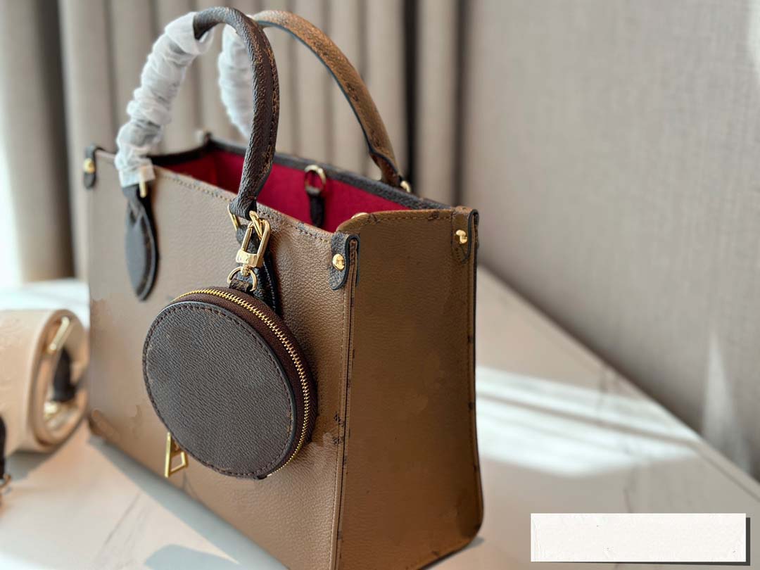 Fashion Women Onthego Luxurys Designers حقائب جلدية أصلية PM PM Hand Handbags Messenger Crossbody with Coin Prest Counter Bag Totes Wallet Topbag Quality