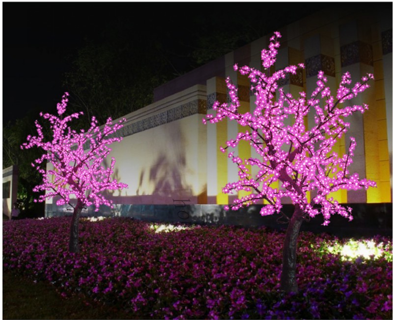 Árbol de flor de cerezo LED 1,5 m 2,5 m Altura 110 220V Siete colores para la opción A prueba de lluvia Uso al aire libre Gota de decoración de jardín