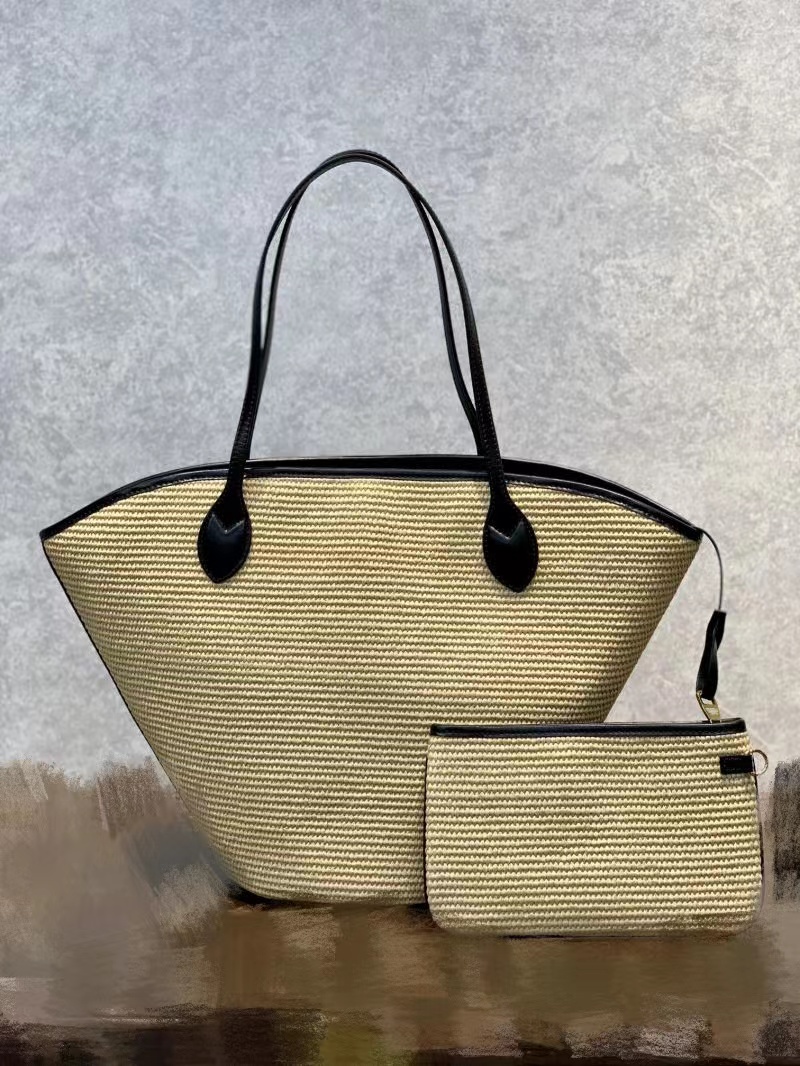 Fashion Brand Luxury Embroidered Beach Bags Designer Women Leather23 Canvas Handbags Classic Female Shopping Large Capacity Ladies Bag Single Bag Long Bucket Pack