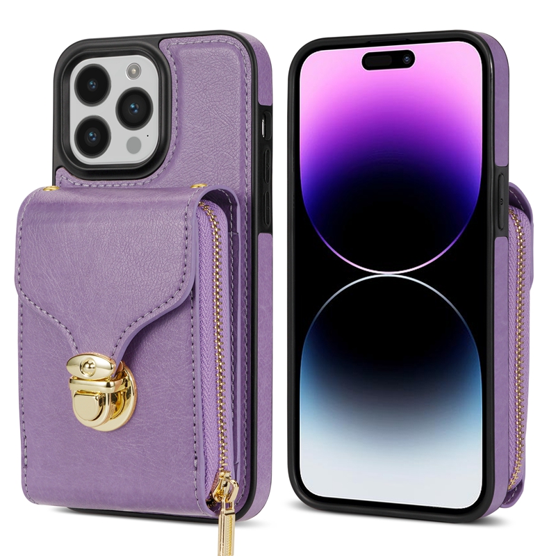 Multifunctionele PU lederen portemonnee pack-hoesjes voor iPhone 14 Pro Max plus 13 12 11 x XS XR 8 7 6 Plus ritsje Girls dame zachte tpu achteromslag met schouderband