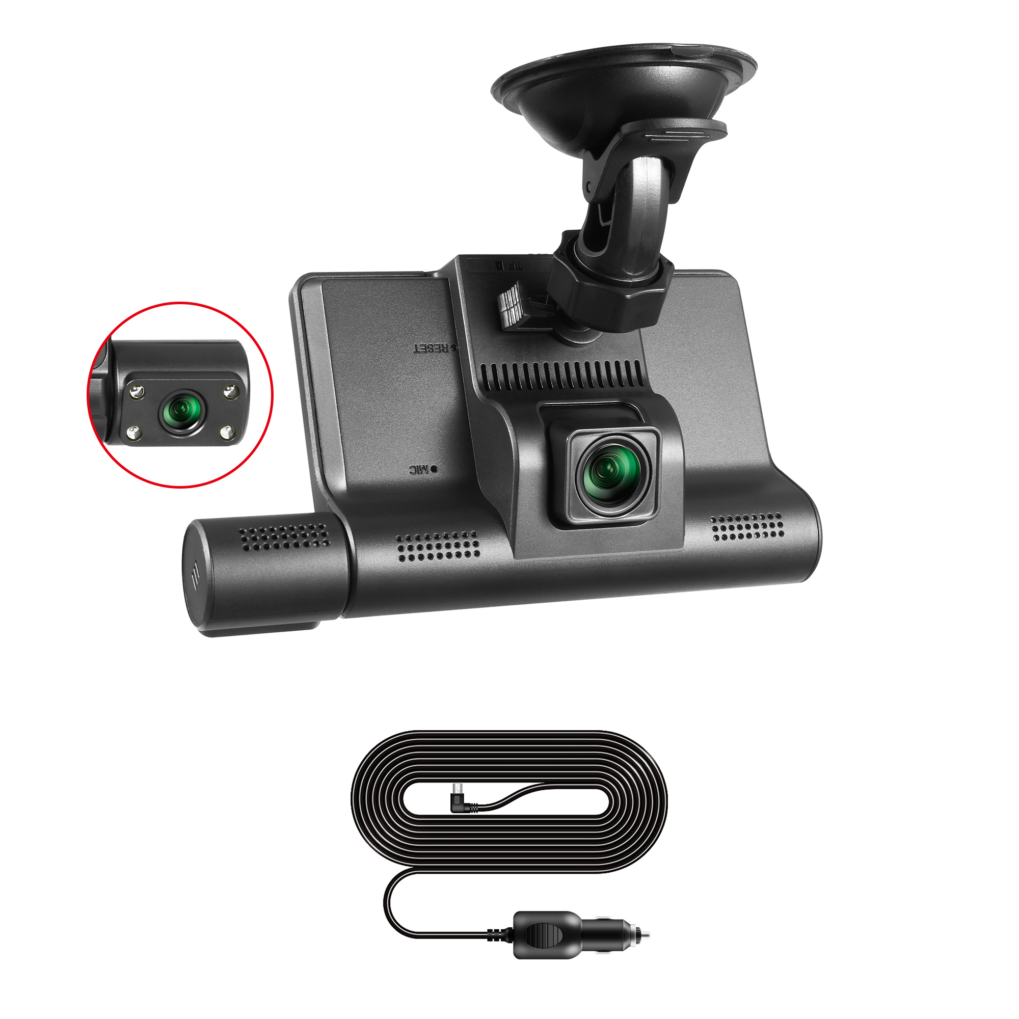 4,0 inch CAR DVR 3 Camera's Lens 24 uur Dash Cam HD 1080P Dash Camera Dual Lens Video Recorder 1080p Black Box Cycle Dashcam Mirror 909