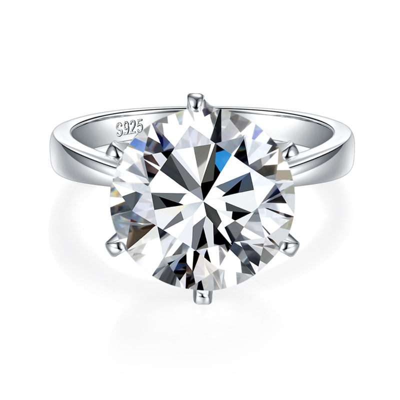 Round Cut Real 8ct Moissanite Diamond Ring 100% Real 925 여성 약혼 보석을위한 스털링 실버 파티 웨딩 밴드 반지