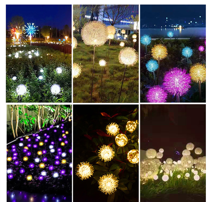 Lampe de pelouse de pissenlit lumières de jardin solaires lumières de paysage LED extérieures imperméables, lumières de fleurs blanc chaud pour cour allée parterre de fleurs décor de patio camping