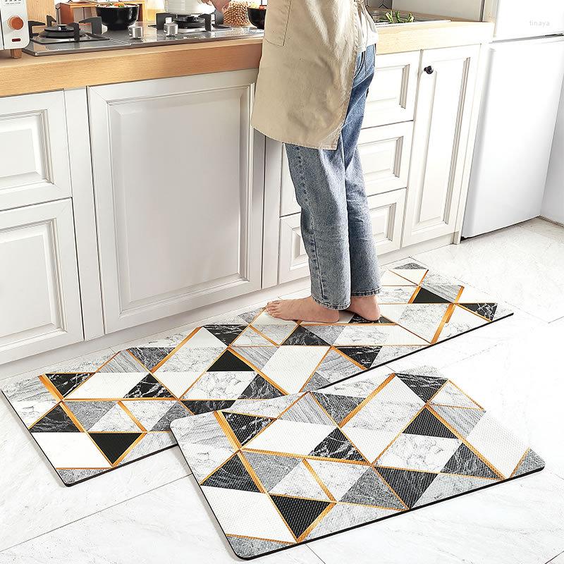 Teppiche Küche Bodenmatte Langer Streifen Rutschfest PVC Leder Wasserdicht Ölbeständig Haushalt Waschbar Nordischer Stil