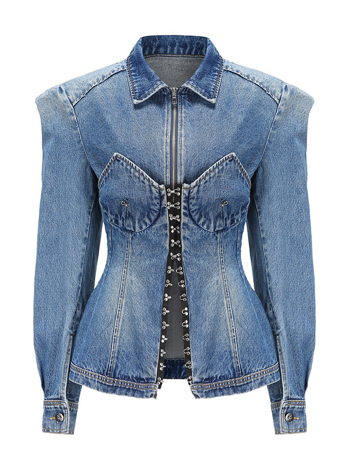 Женские дизайнерские готические джинсовые куртки пальто весеннее осень с длинным рукавом джинсовая куртка джинсовая джинсовая куртка голубая улица